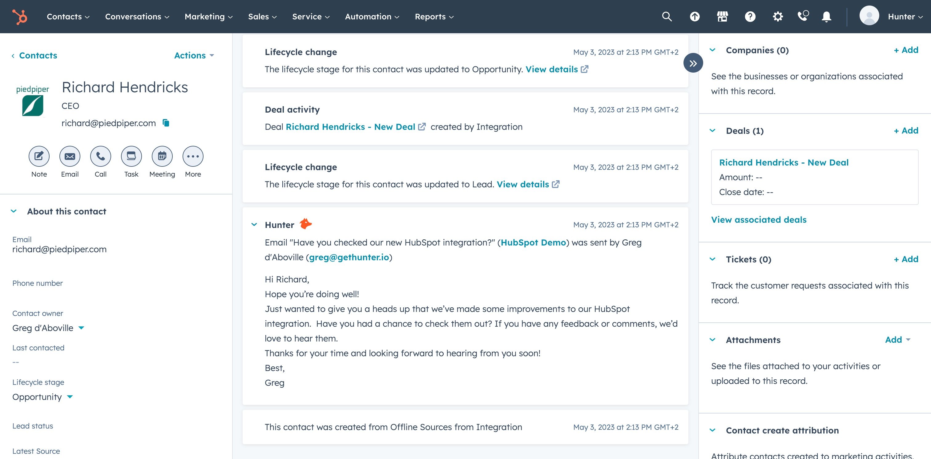 Lead in HubSpot