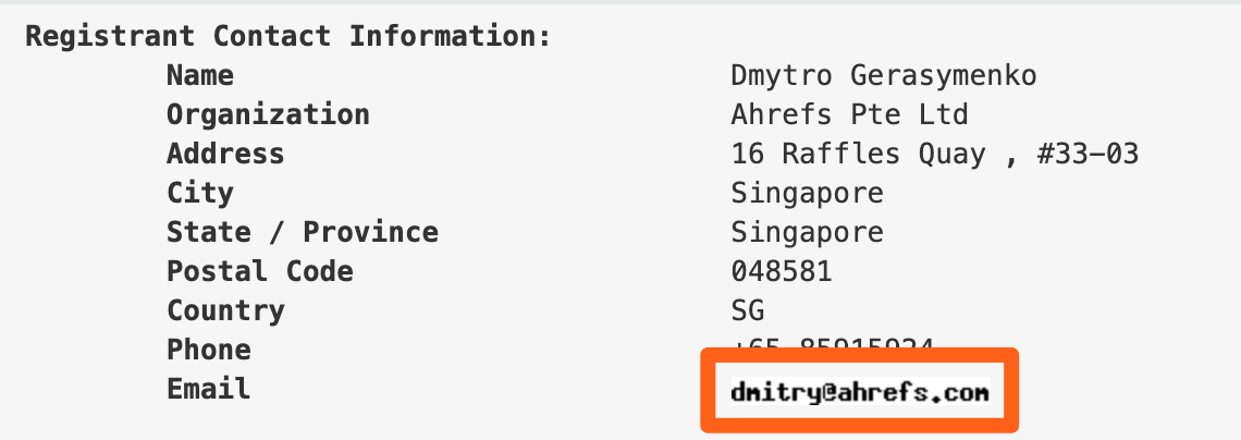 Find someone's email address from WHOIS