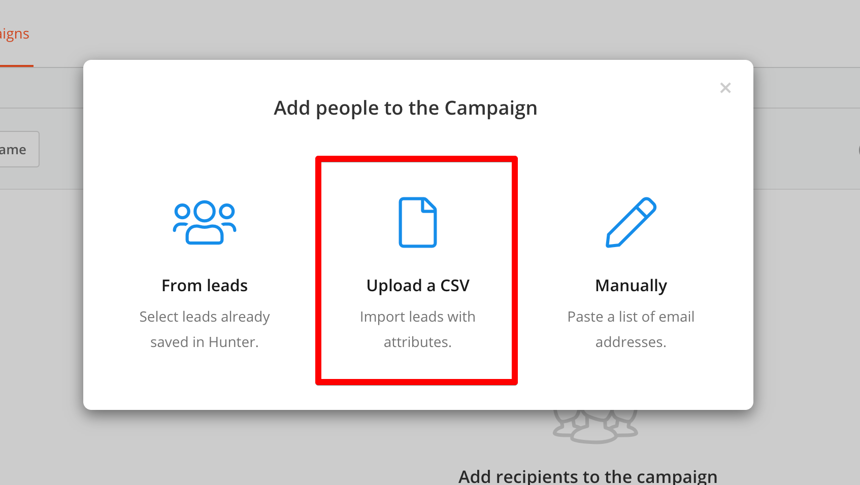 Upload a CSV file to Campaign audience