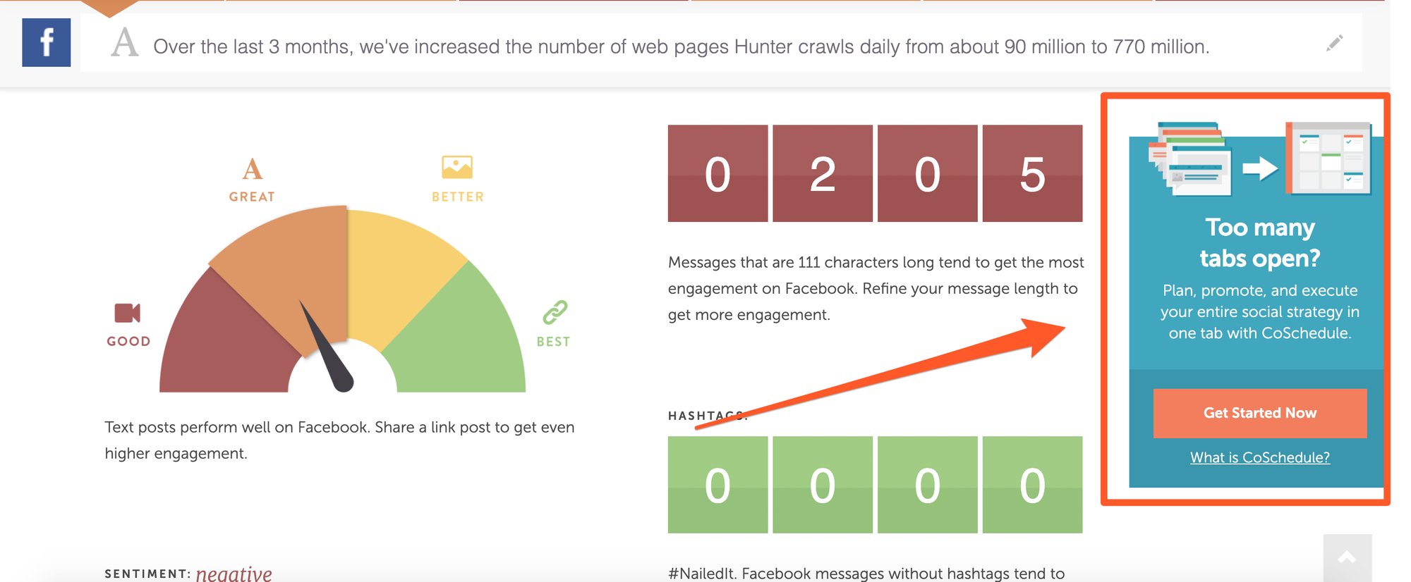 CoSchedules free tool for social media posts optimization