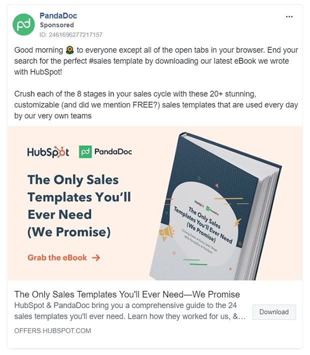 Lead magnet - ebook from PandaDoc and HubSpot
