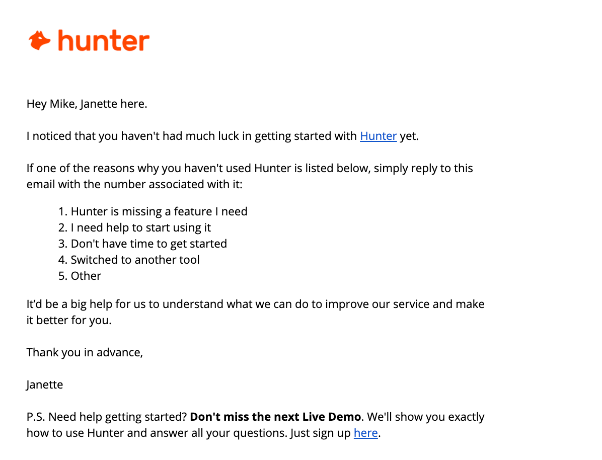 Hunter support clarify questions