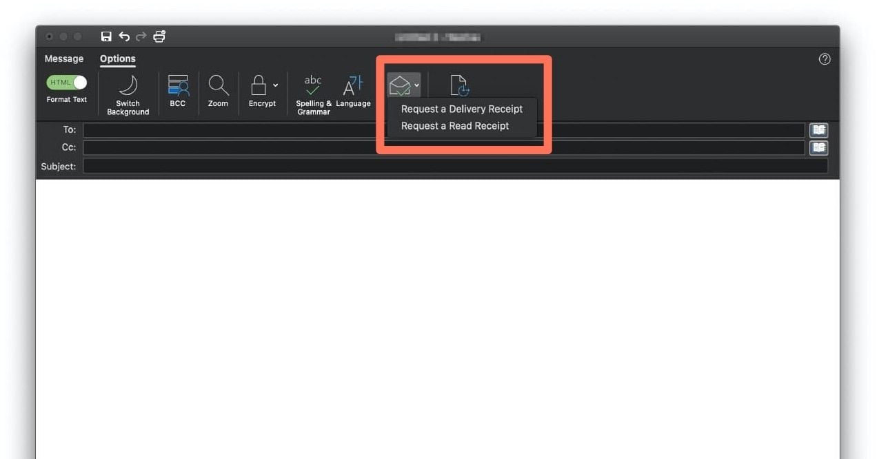Request read receipt in Outlook