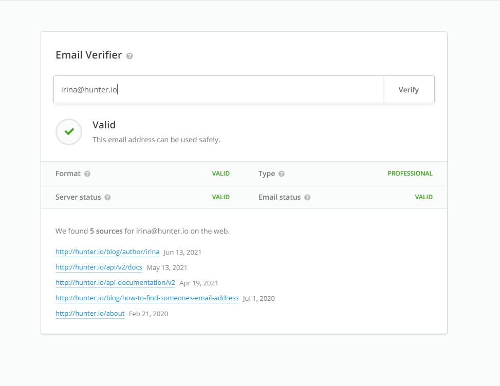 Hunter's Email Verifier