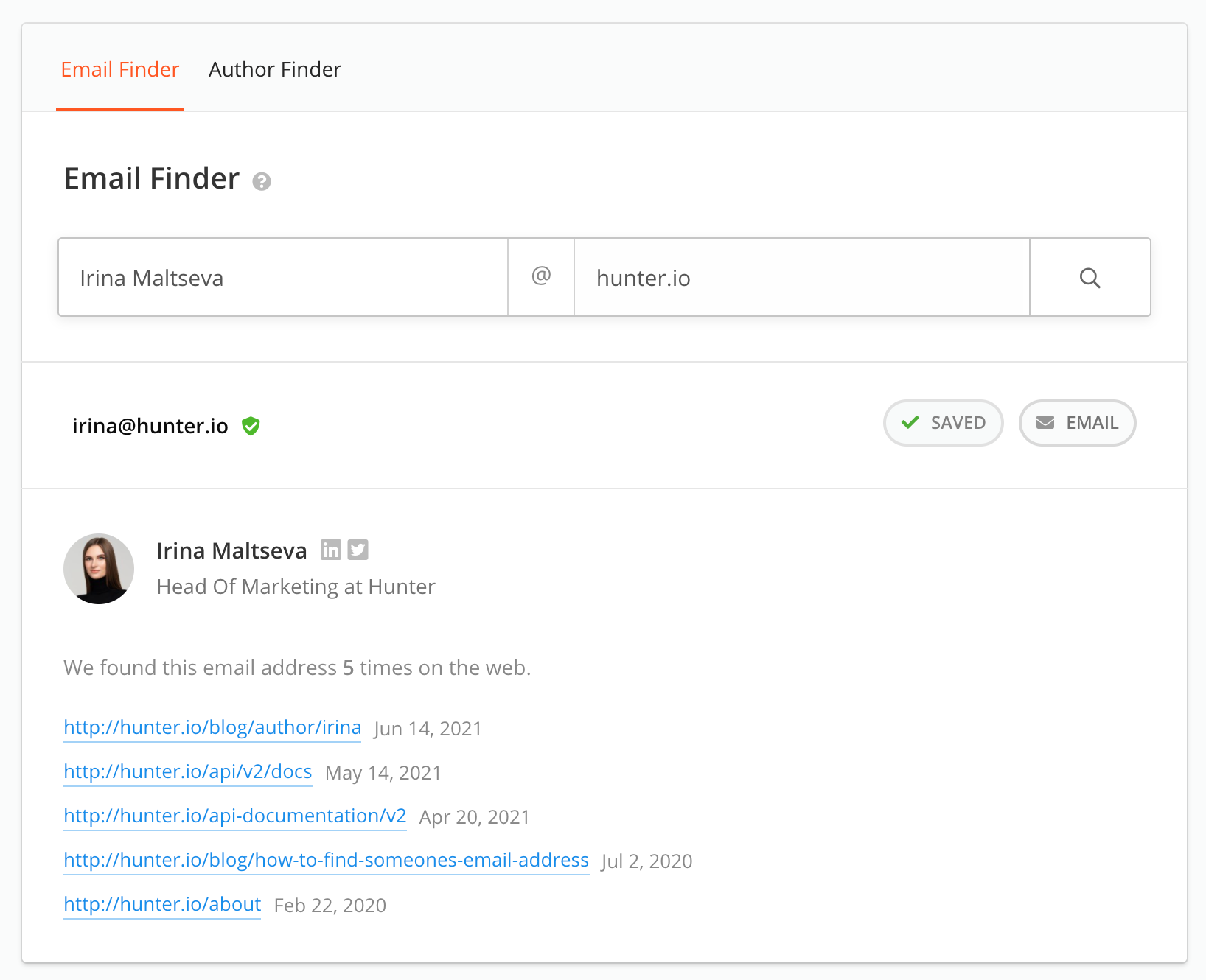 Hunter Email Finder