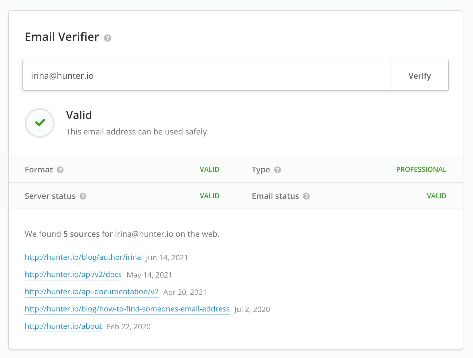Hunter Email Verifier