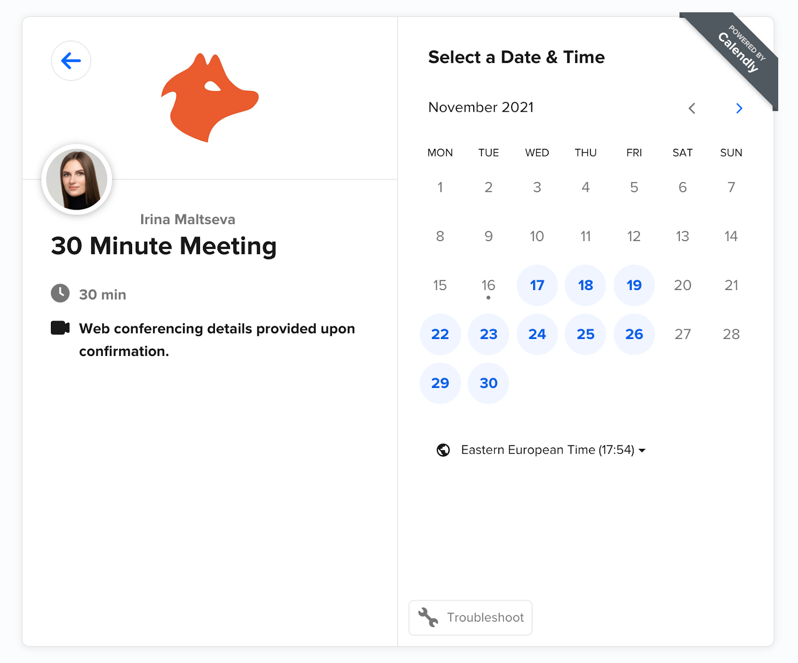 Schedule time with Calendly