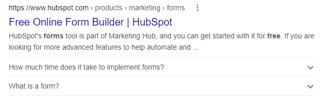 HubSpot on SERP