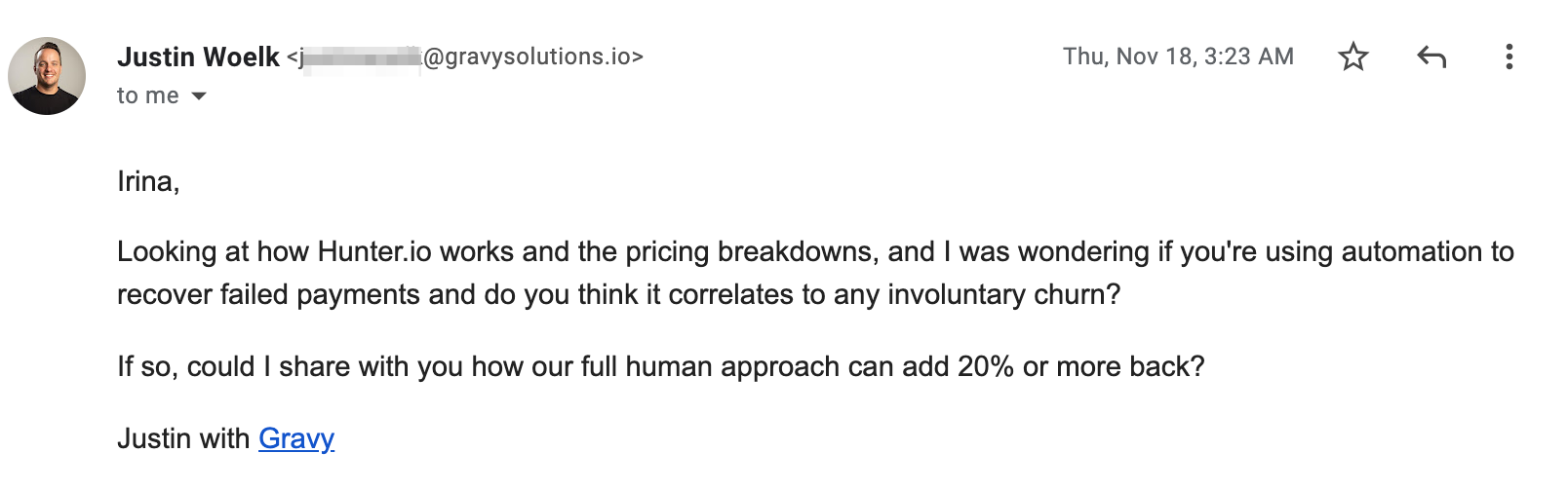 Cold email that brings value