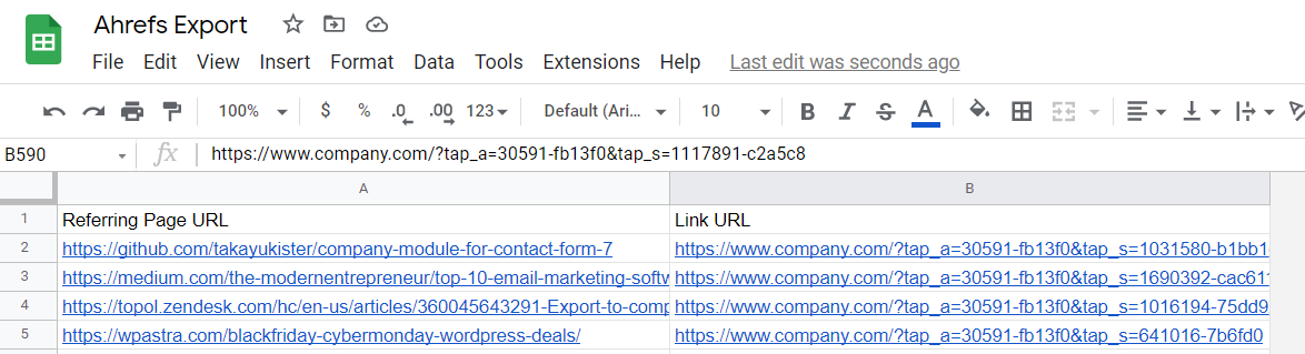 CSV with prospects