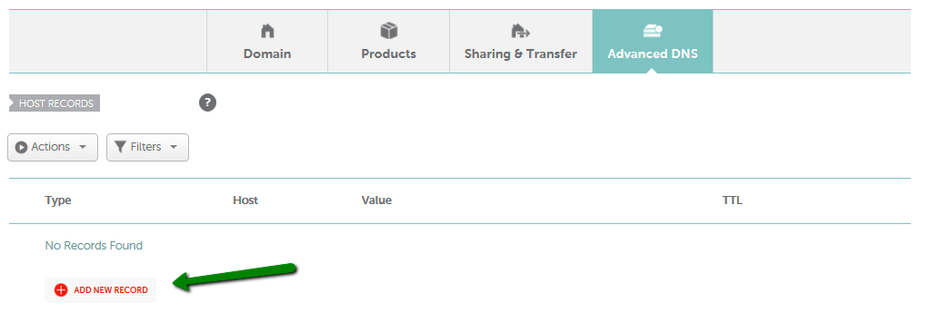 Adding a new DNS record in Namecheap