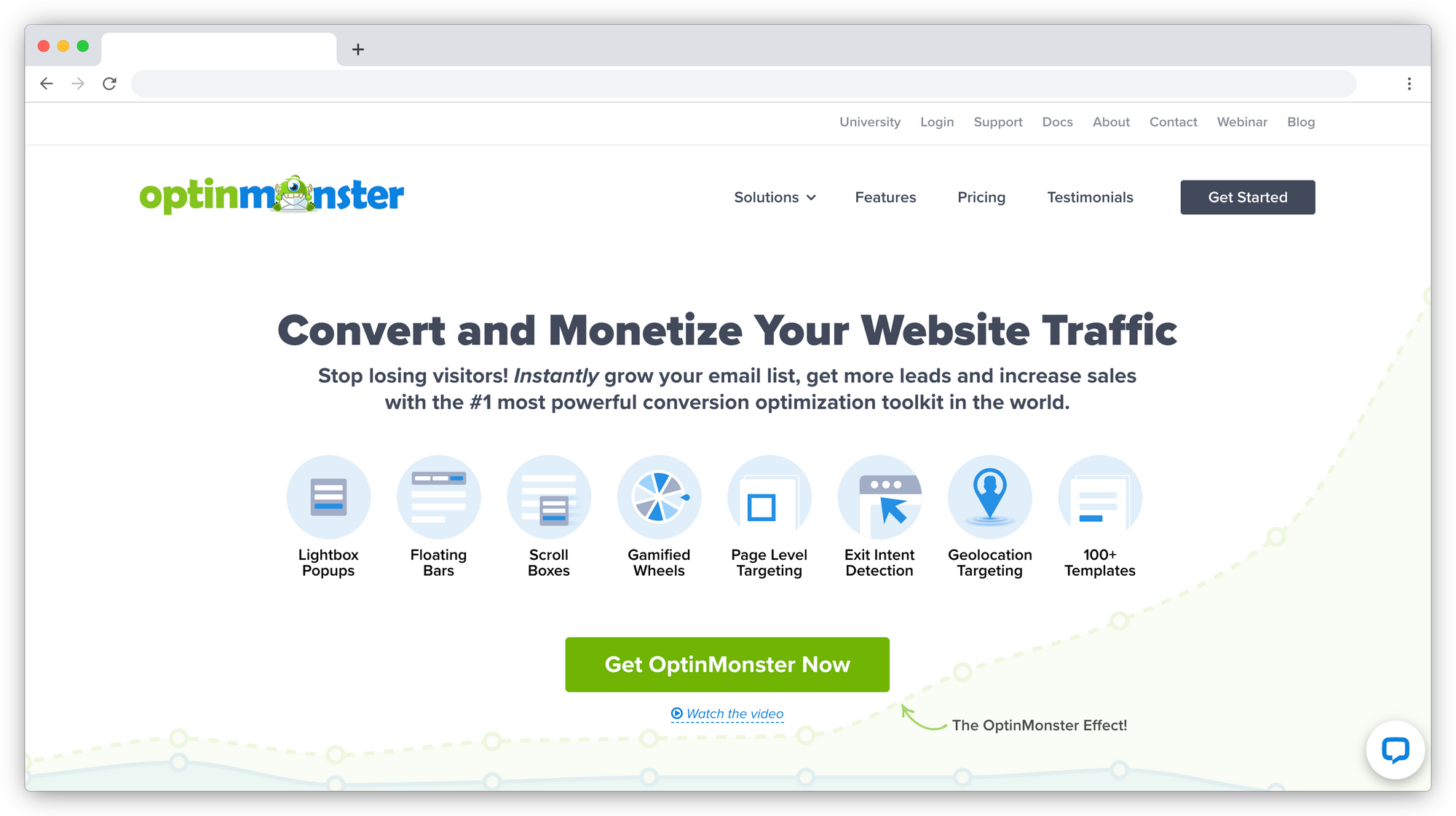 Screenshot of the OptinMonster homepage