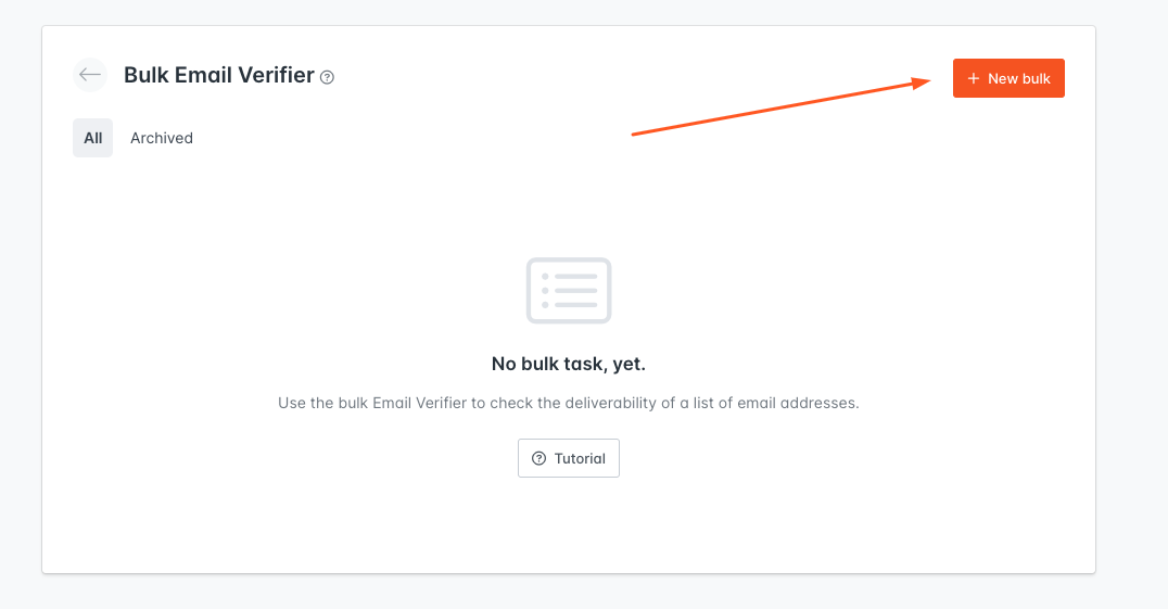 New bulk task in Bulk Email Verifier