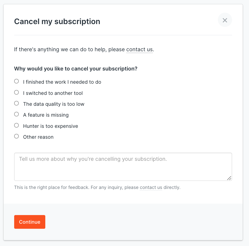 Canceling a subscription