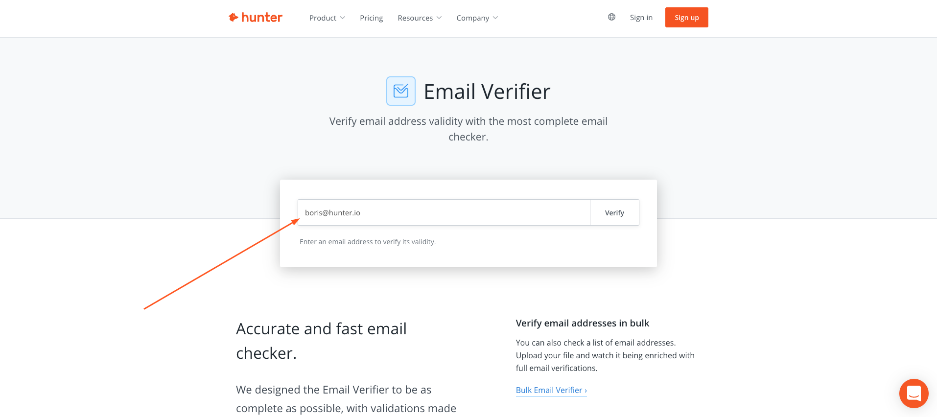 Email Verifier page