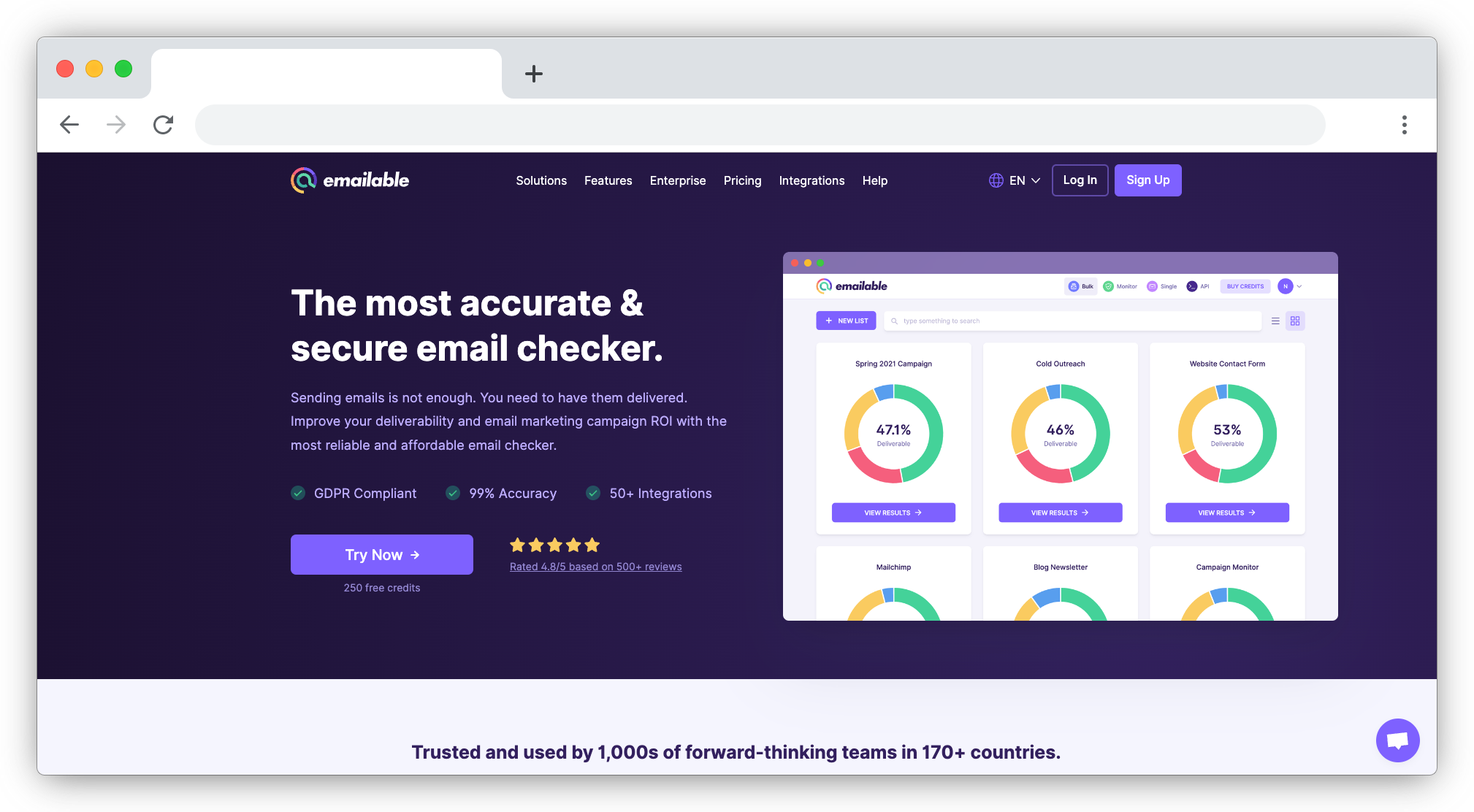 Emailable homepage screenshot