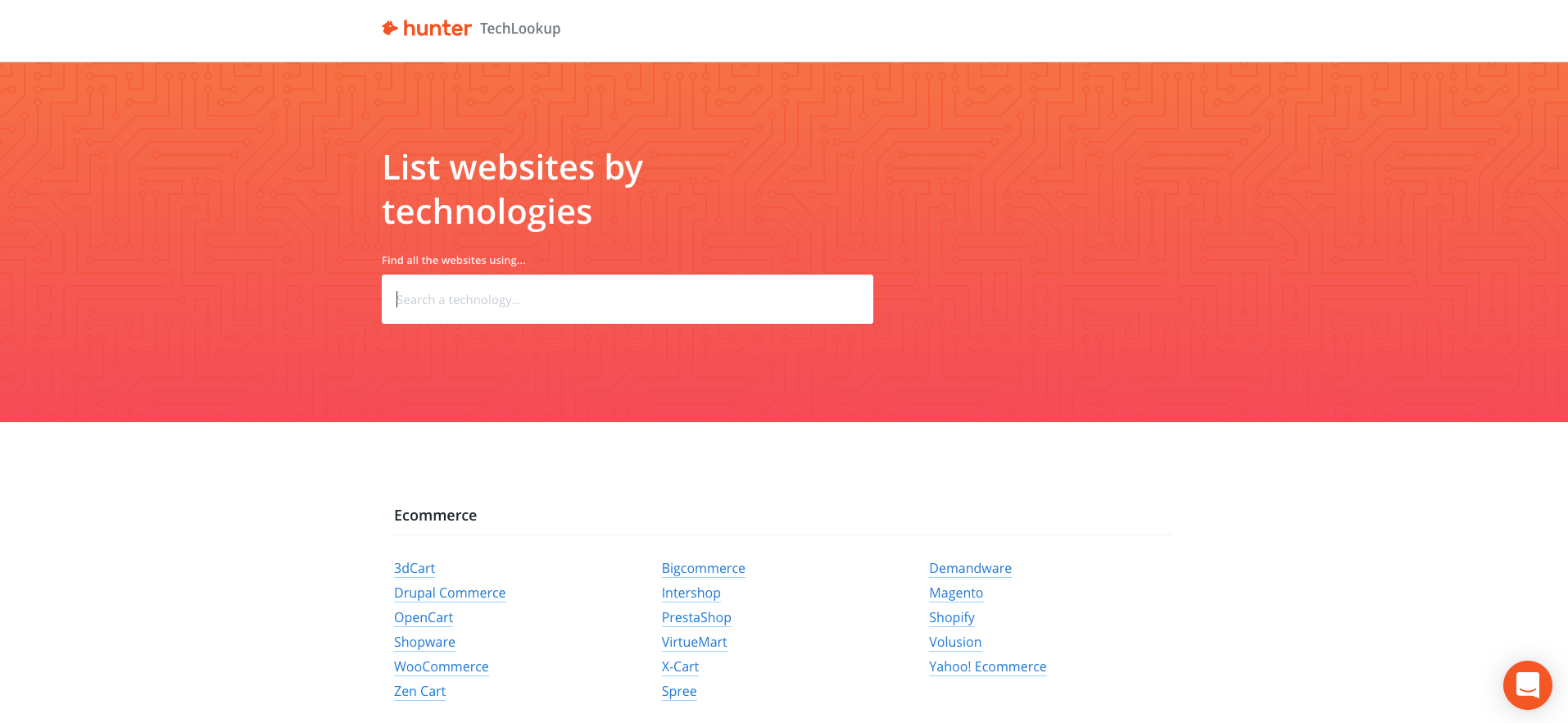 A screenshot of TechLookup