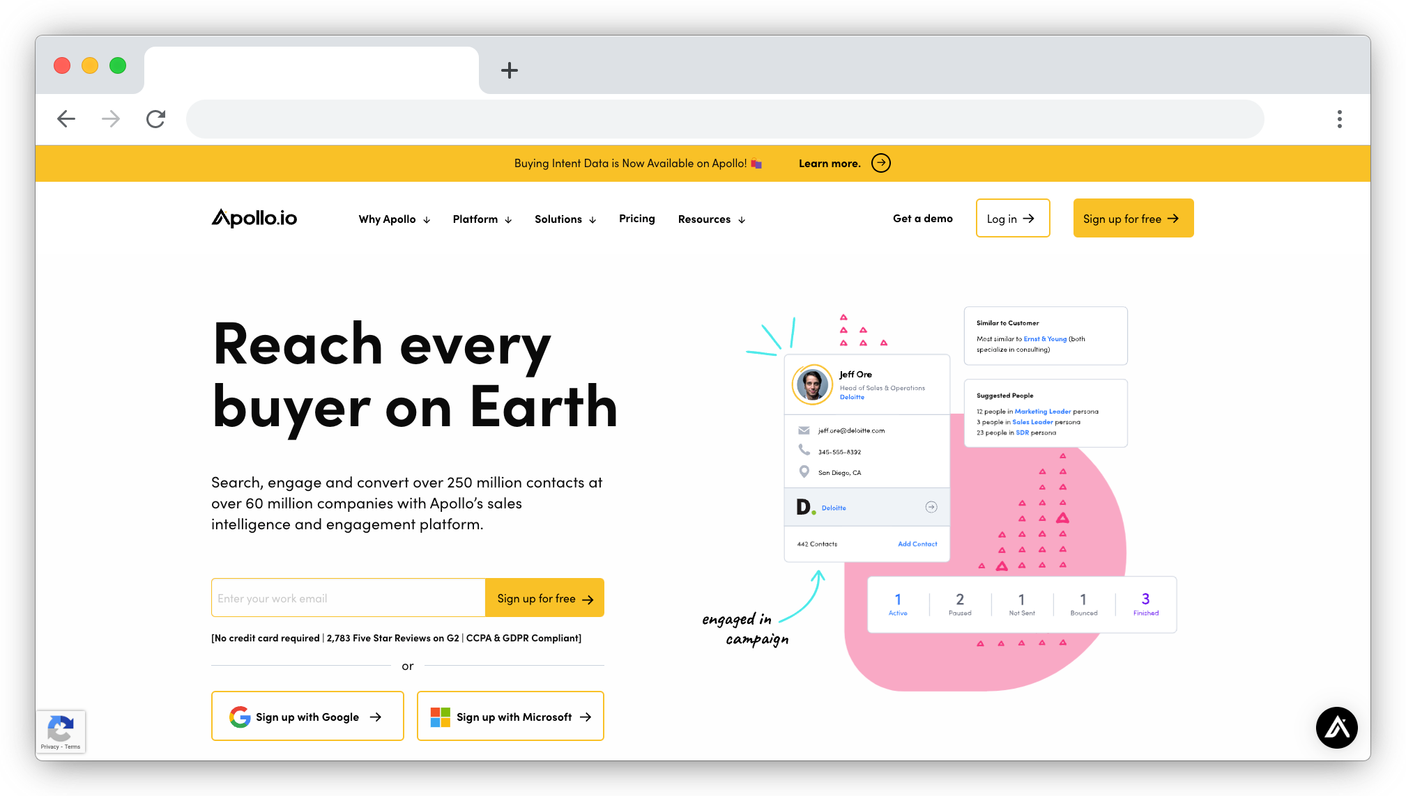 Apollo.io homepage screenshot