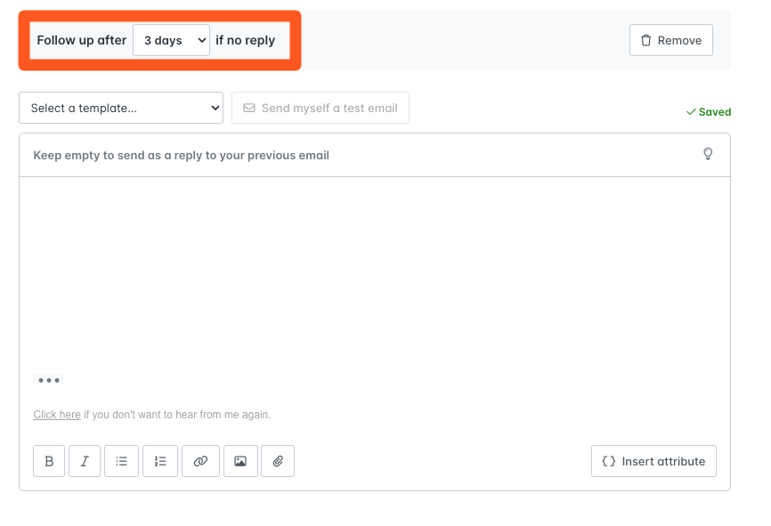 Setting a custom delay for a follow-up email in Hunter Campaigns