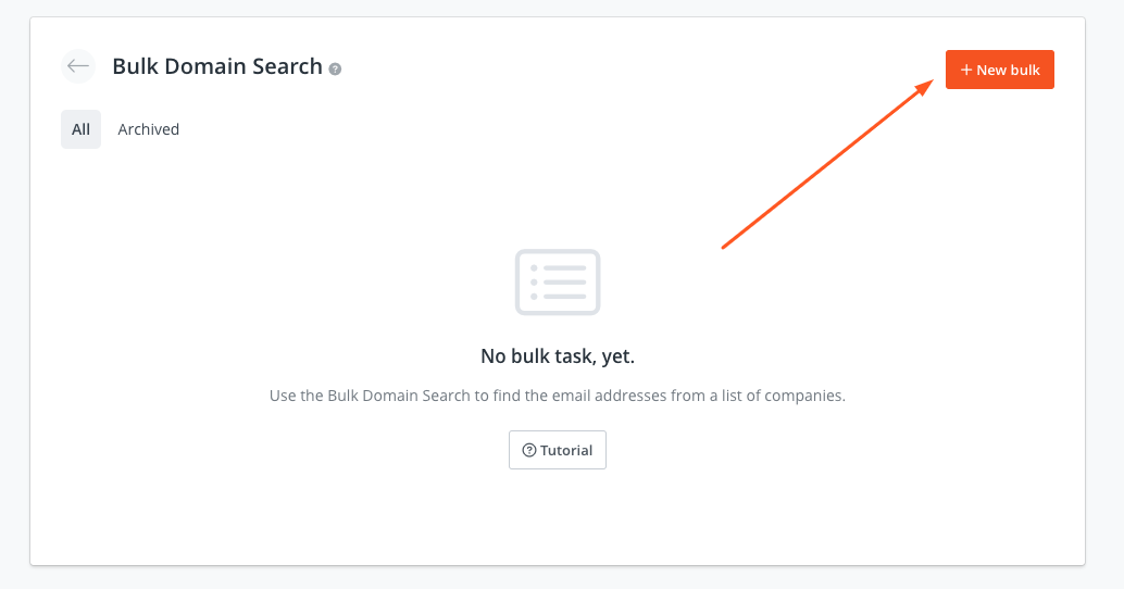 New Bulk Domain Search task