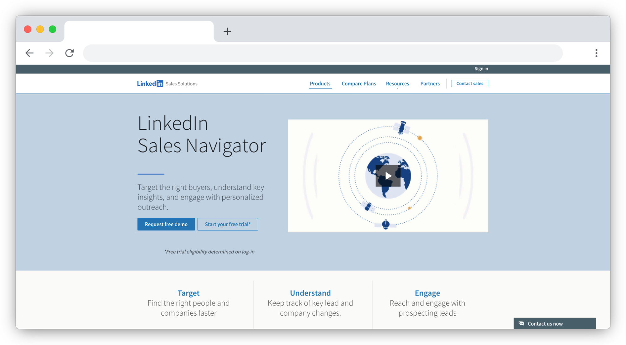linkedin sales navigator homepage screenshot