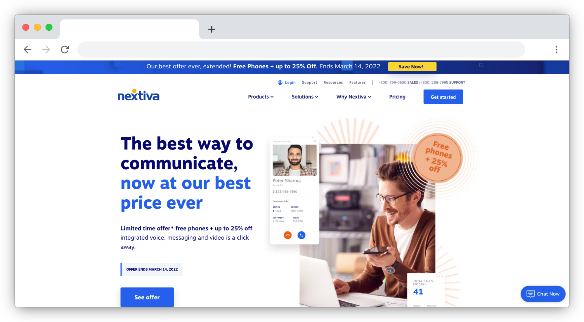 nextiva homepage screenshot