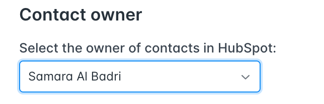 Selecting the Contact Owner in HubSpot
