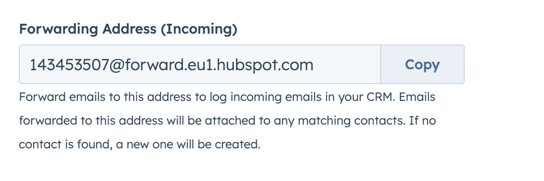 forwarding address to log emails you get in Hunter to HubSpot