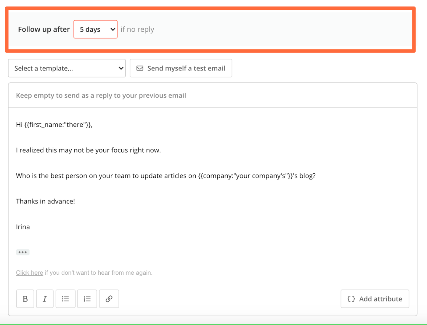 Automate follow up emails example