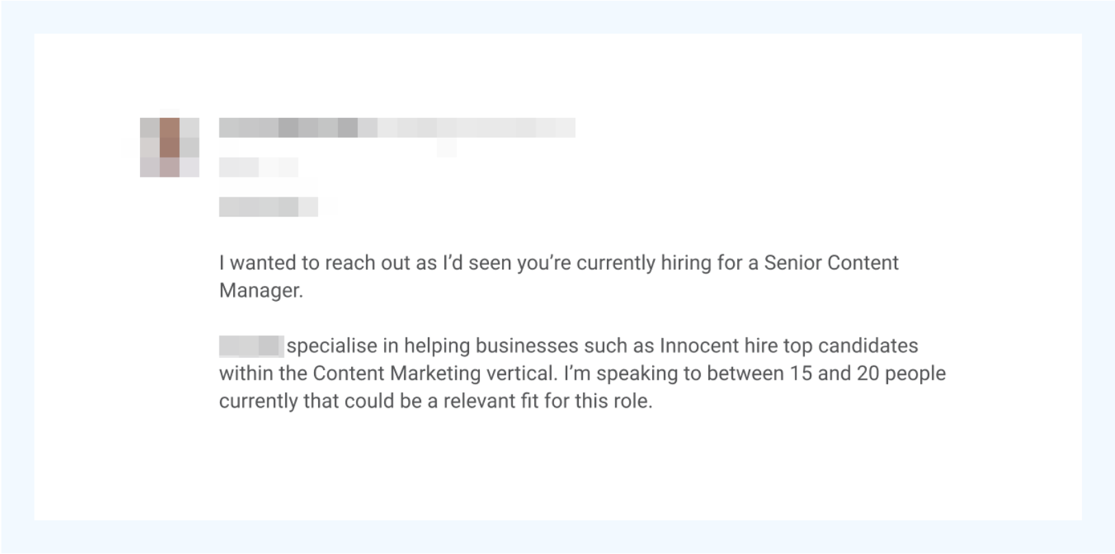 an email that leverages a job offer to reach out 