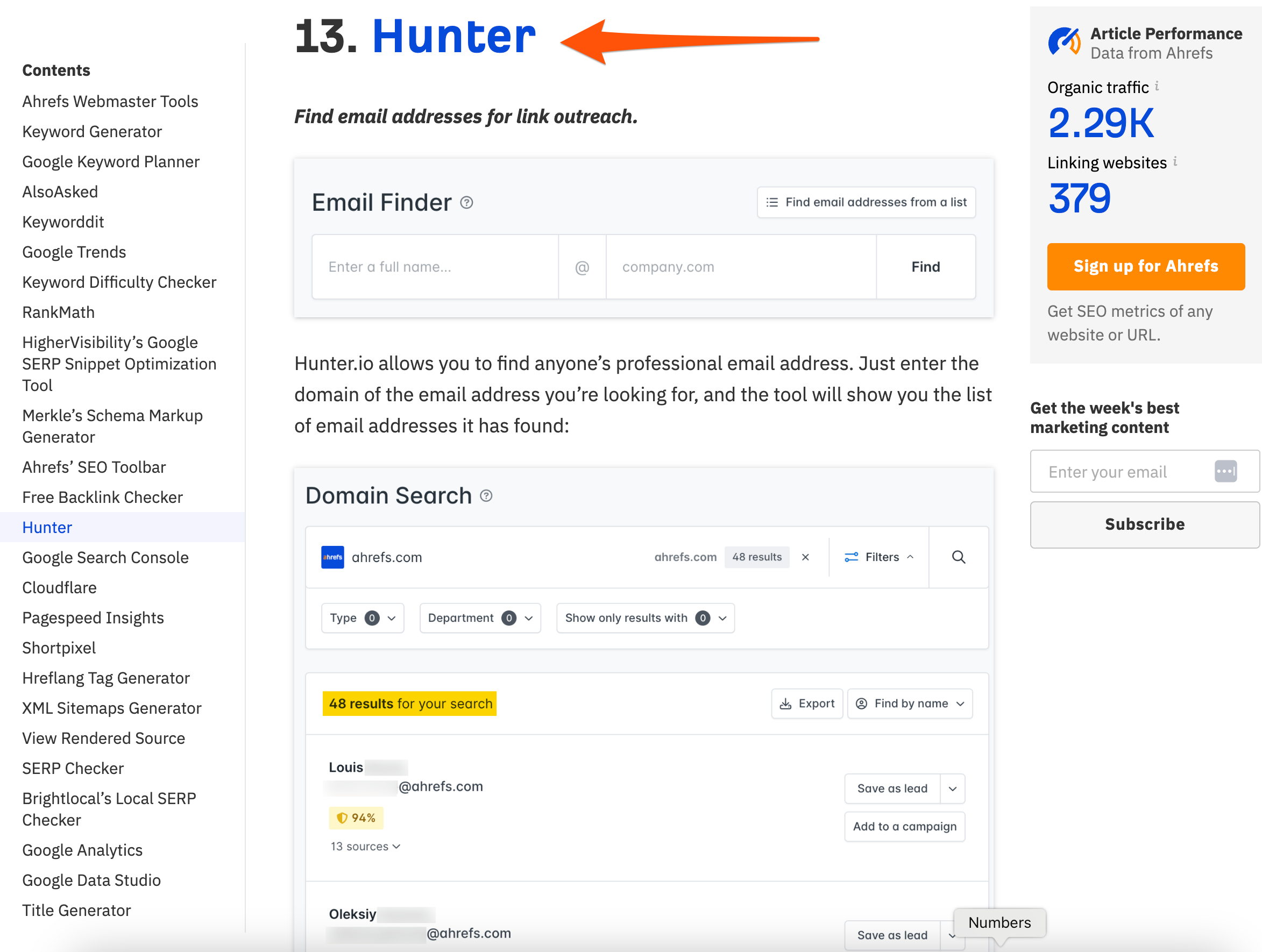 Example of a listicle insertion on Ahrefs blog.