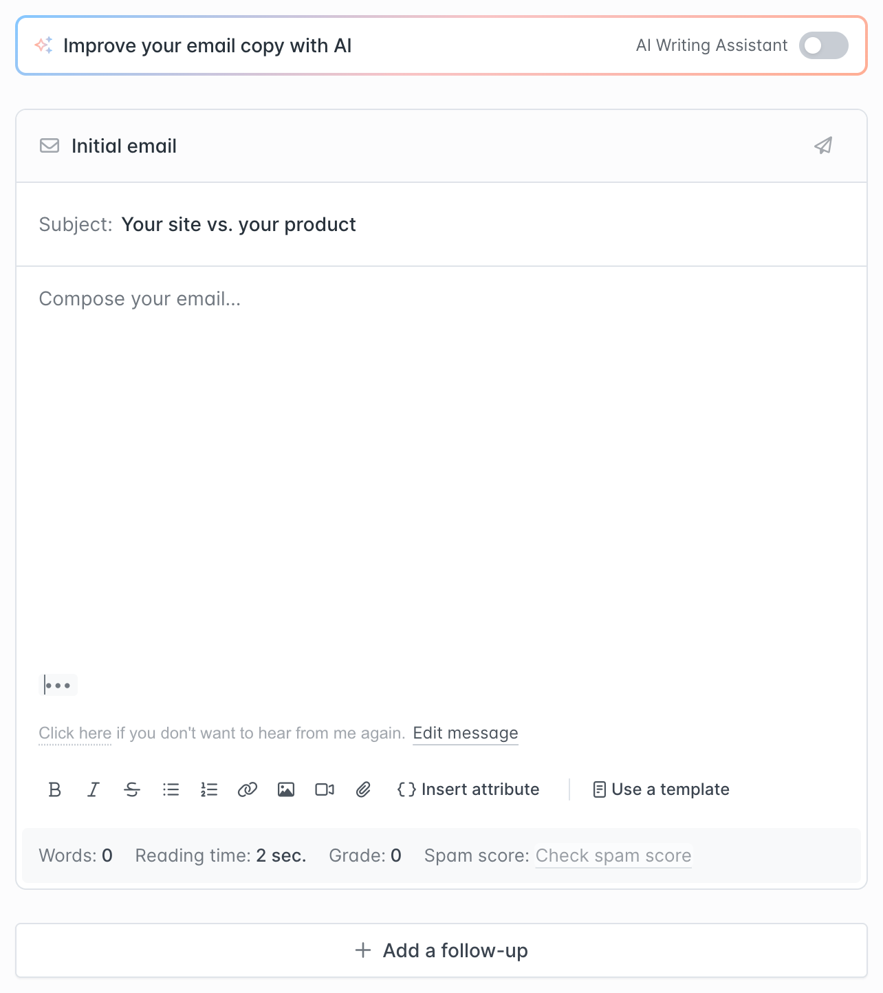 Writing subject line in Hunter Sequences