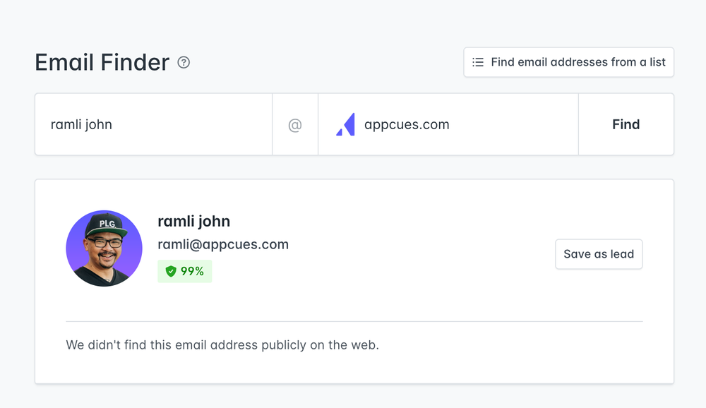Find verified email addresses of your prospects