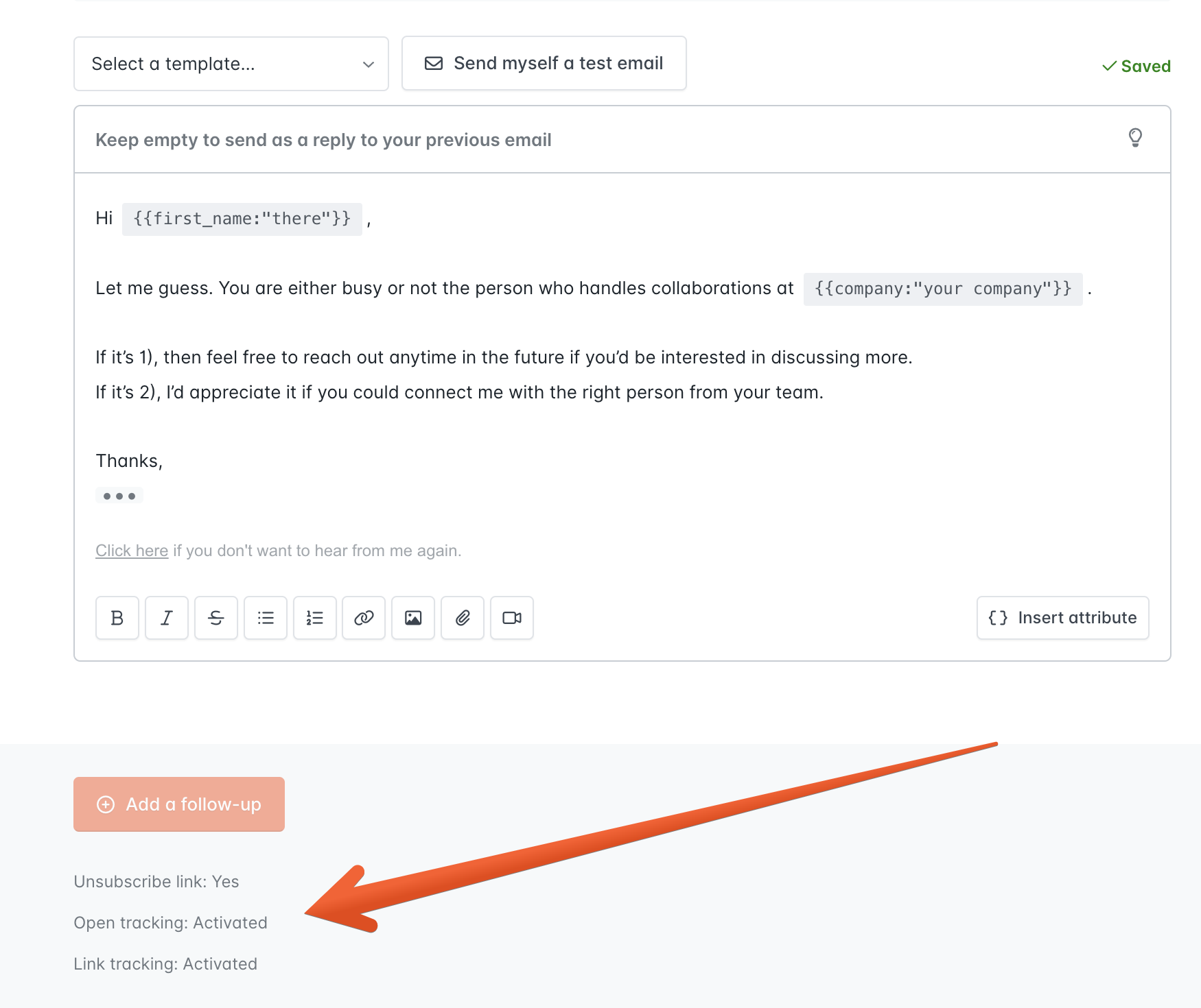 Track your email open rate and link clicks (email tracking)